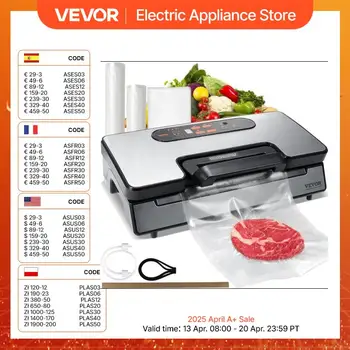 VEVOR 90Kpa 130W Vacuum Sealer Food Packaging Machine with Free 10pcs Vacuum bags for Household Kitchen Vacuum Food Sealing 1