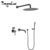 Bathroom Faucet Shower System Set 3-Function Shower Mixer Diverter Valve Gunmetal 8-16Inch Rainfall Head Shower Tap Wall Mounted 2