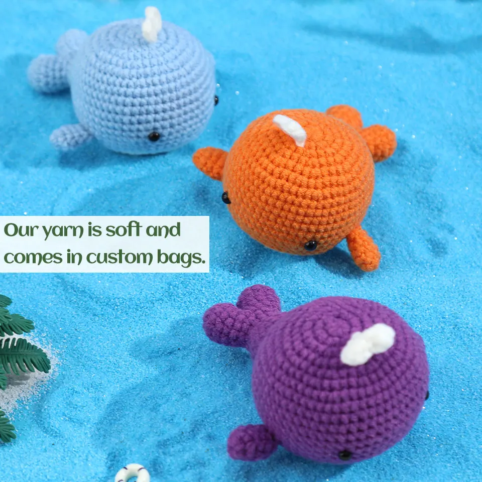 MIUSIE Non Finished Manual Crochet Material Bag Whale Shaped Material Pack Woven DIY Cute Animal Hand Knitting Yarn Set With Bag