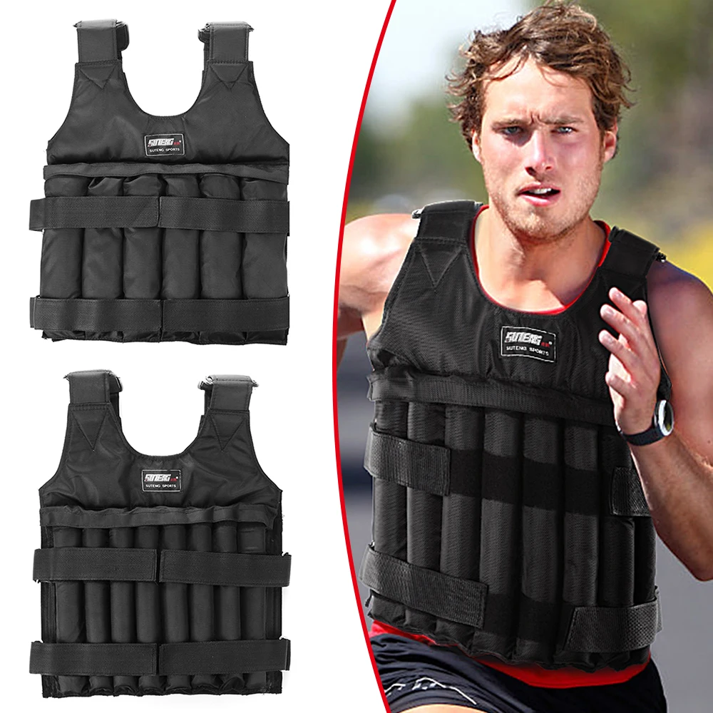 Weighted Vest 20kg/50kg Sports Loading Weighted Vest For Boxing Training Workout Fitness Equipment Adjustable Waistcoat Jackets Sand Clothing