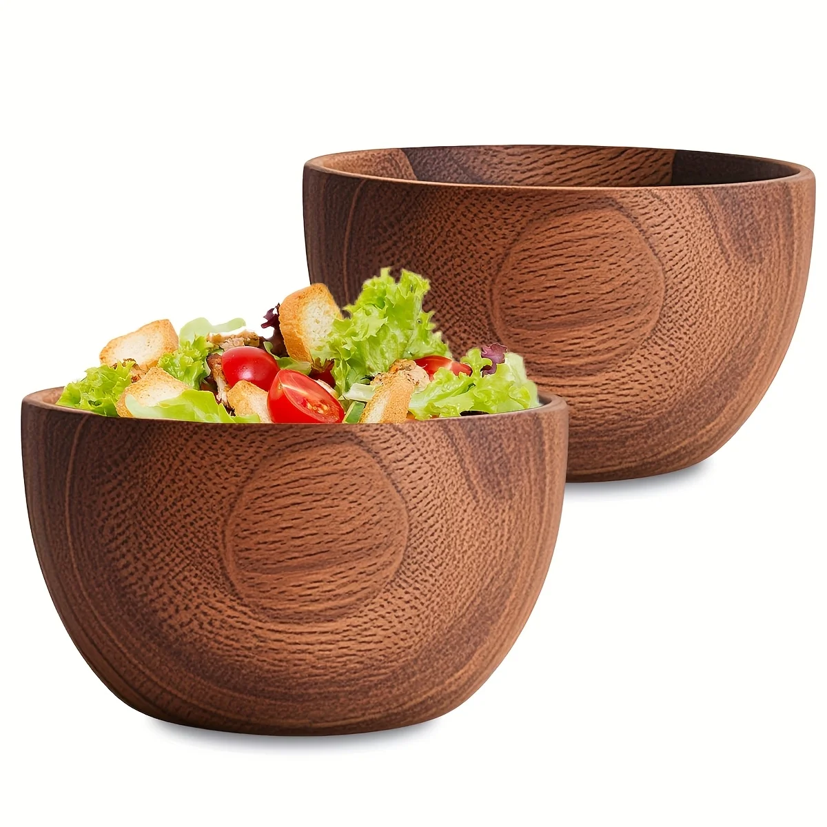 2 Pack Acacia Wooden Serving Bowls, 10*6cm for Fruits, Cereal, Salads or Snacks-Handmade from a Single Organic Piece of Acacia