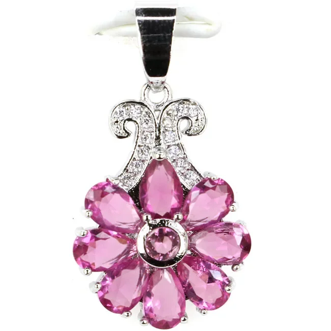 925 SOLID STERLING SILVER PENDANT Charming Tourmaline Amethyst Blue Aquamarine Violet Tanzanite White CZ Gift For Girls