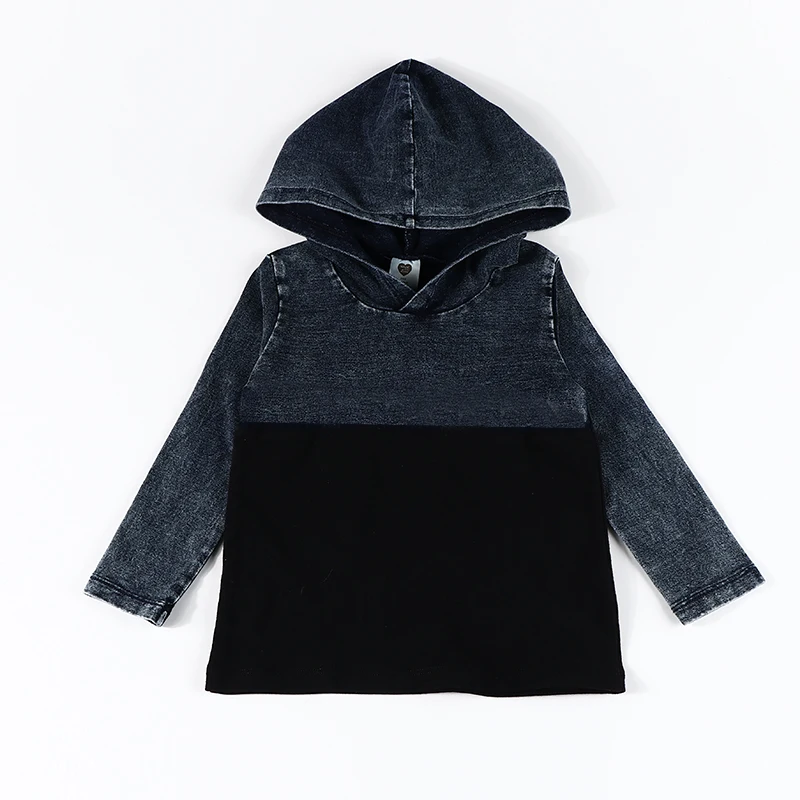 

Top kds t-shirt long sleeves baby clothes boy/girl clothes hooded shirt child school clothes denim blue autumn winter clothes