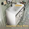 31" Farmhouse Sliding Barn Door Bathroom Vanity with Sink Combo Bathroom Vanity Cabinet with Drawers Distressed White 4