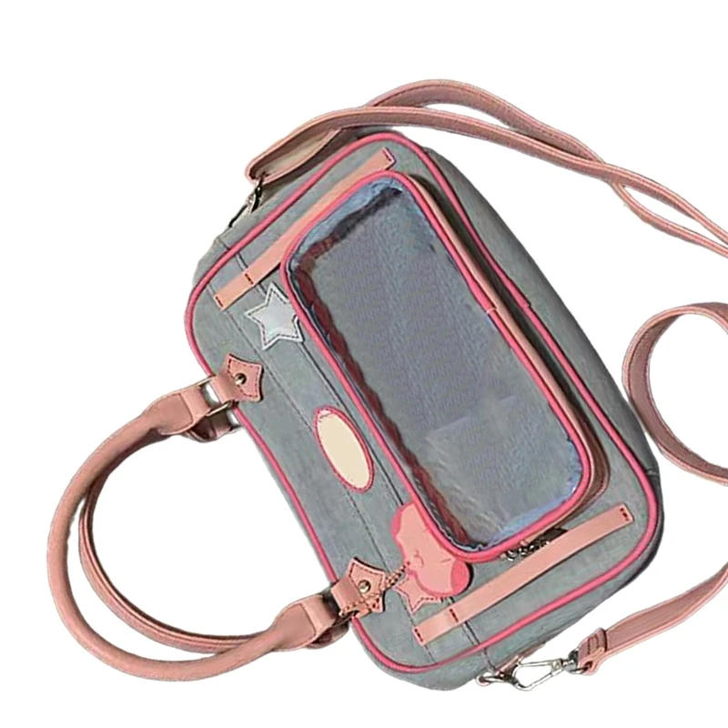 Japanese School Girl Crossbody Bag Student Anime Book Bag Transparent Shoulder Handbag Bag with Top Handle E74B