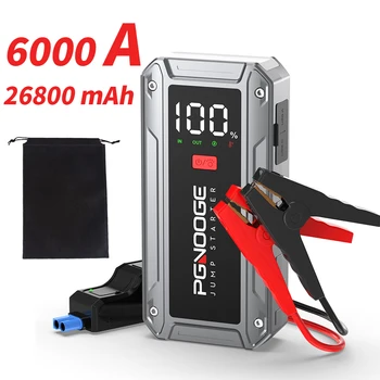 PGNOOGE 6000A Avviatore di emergenza per auto, Avviatore di emergenza per batteria per auto da 26800 mAh, Avviatore di emergenza per batteria da 12 V, Batteria portatile per auto