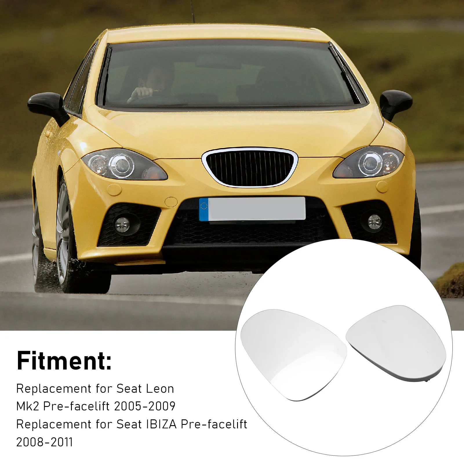 1 Pair of Side Mirror Glass Heated Rearview Mirror Glass 6J0857521 