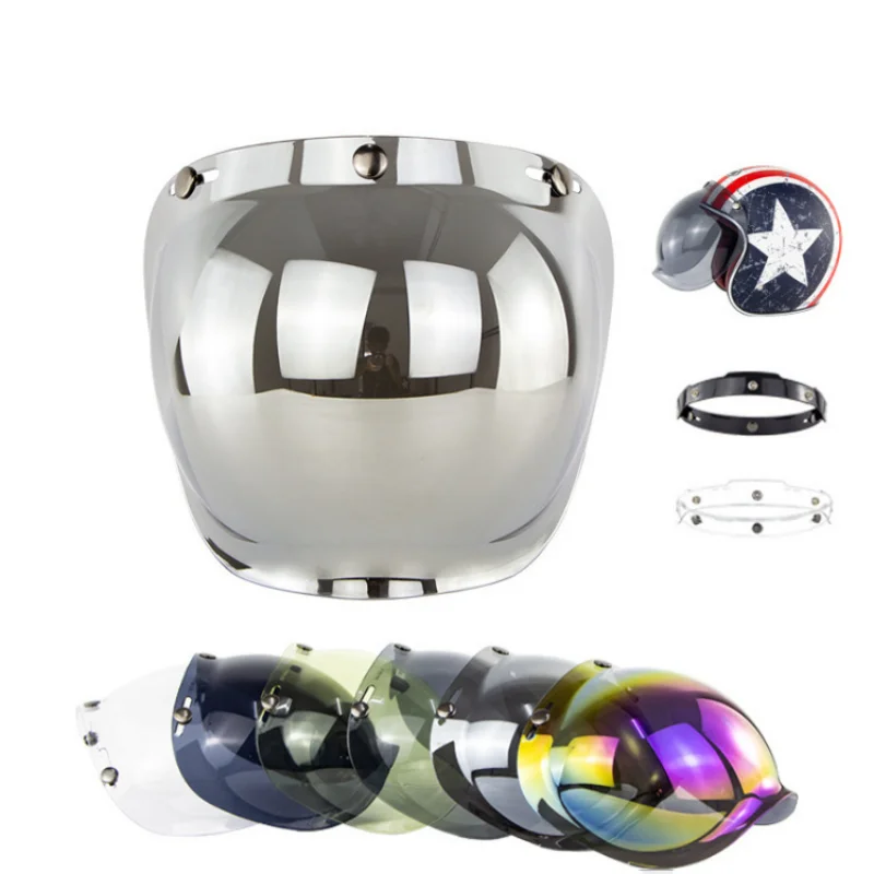 

Motorbike Helmet Bubble Visor Open Mask Helmet Windshield Compatible 3-pin Helmet Adjustable 12 Colors To Choose PC Plastic