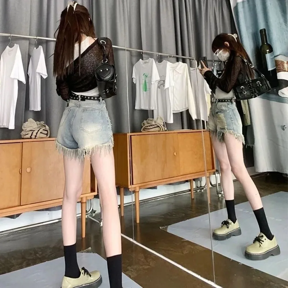 Women's High Waisted Hot Pants, Invisible Open Crotch, Outdoor Sex, Do Old Hole, Torn Denim Shorts, Loose Slimming