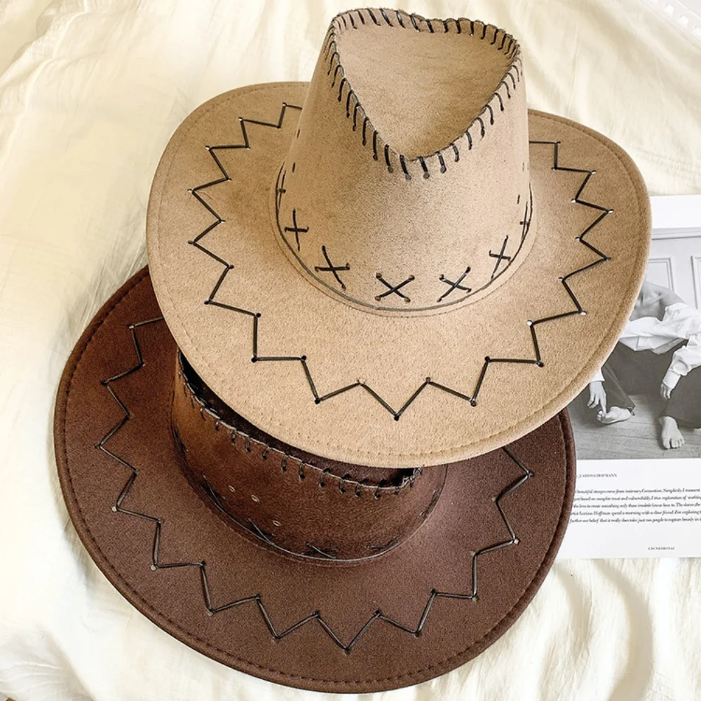 Stylish Sunshade Cowboy Hat Christmas Party Cosplay Cap Vintage Hat for Camping Fishing Mountaineering Vacation New Year Gifts 2