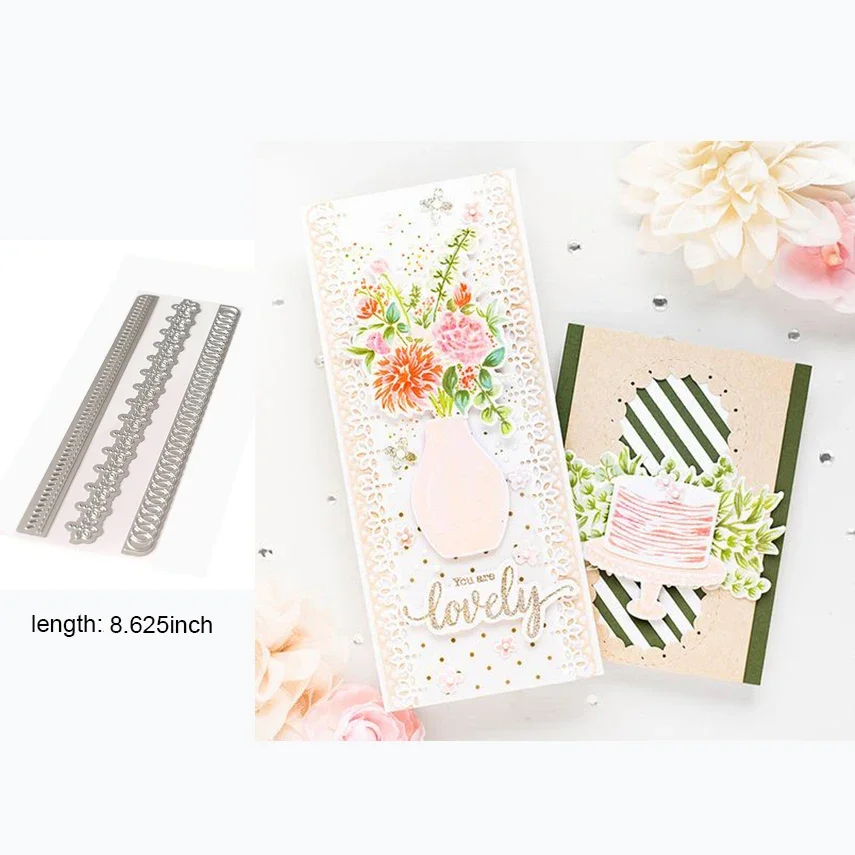 

Фон тонкие предметы первой необходимости кружевные кромки металлические режущие штампы для рождественских открыток