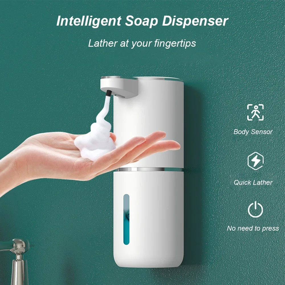 White Plastic Automatic Foam Soap Dispenser for Kitchen and Bathroom
