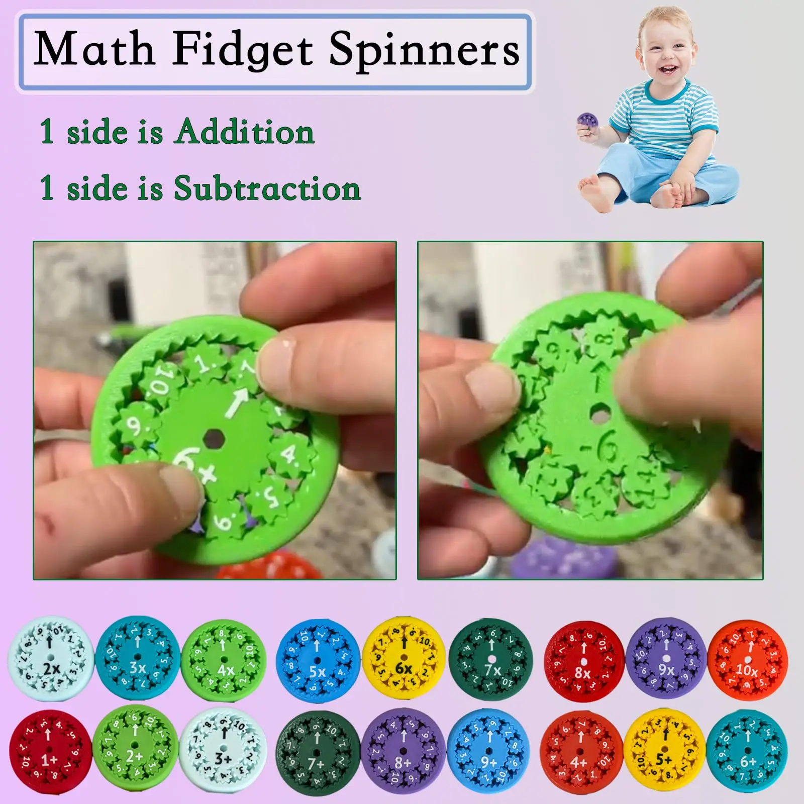 Math Fidget Spinners for Kid Mathematical Fidget Spinner Teaching Enlightenment Interactive Game Add Minus Multiply Divide Toy 3