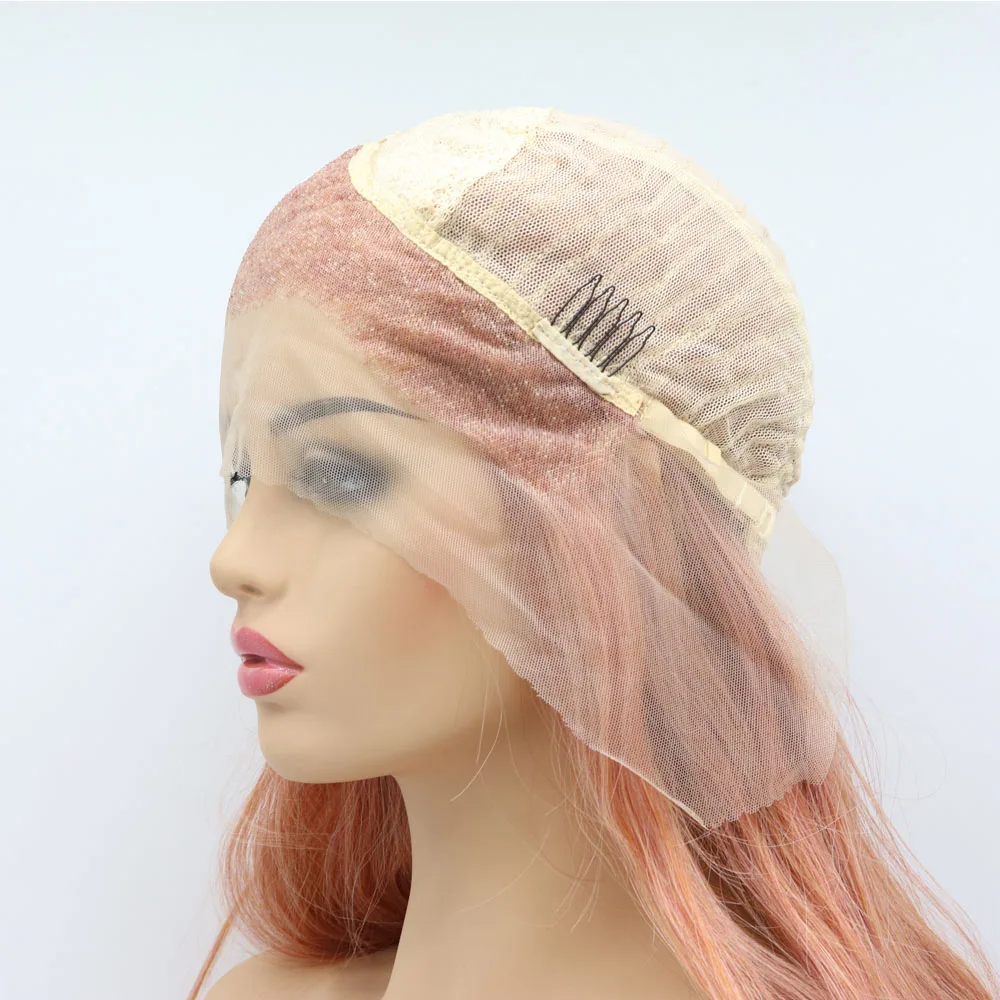 Melody Wig Long Body Wavy Mixed Orange Pink Lace Front Wig Heat Resistant Fiber For Women Drag Queen Cosplay 24inches lace front wig,synthetic hair wigs