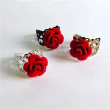  Red Rose Gothic Victorian Ring,Adjustable Filigree Ring,Gothic Victorian Jewelry,Alternative Jewellery,Romantic Valentine Gift 