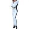Women One Piece Ski Jumpsuit With Fur Collar Outdoor Sports Zipper Overalls Cotton Bodysuitski Suit Winter Hooded Parka Jumpsuit 2
