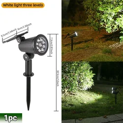 Enhanced Solar LED Spotlights - IP65 Waterproof, Outdoor RGB Landscape Lights with Adjustable Brightness - 0 - 5W (1pc White light)