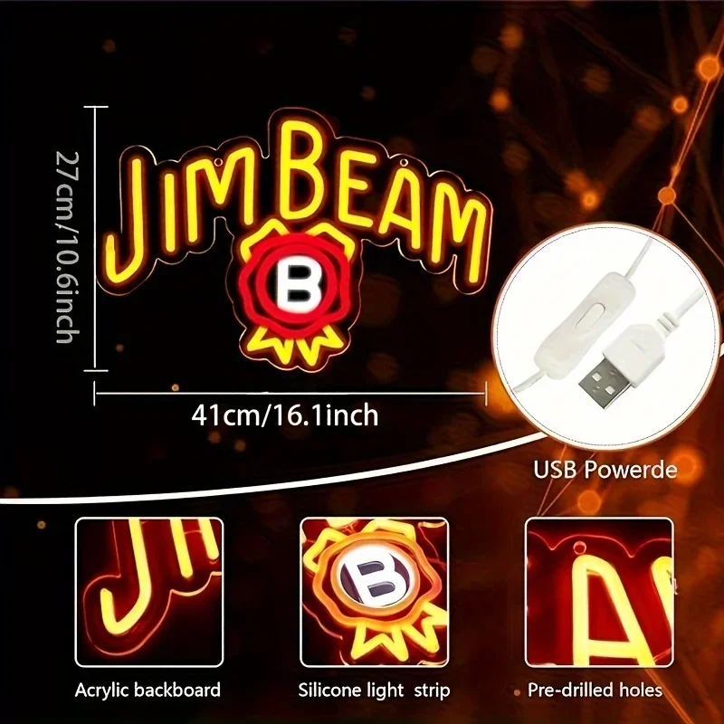 Jim Beam LED Neon Sign: Uma Decoração de Parede com Estilo e
