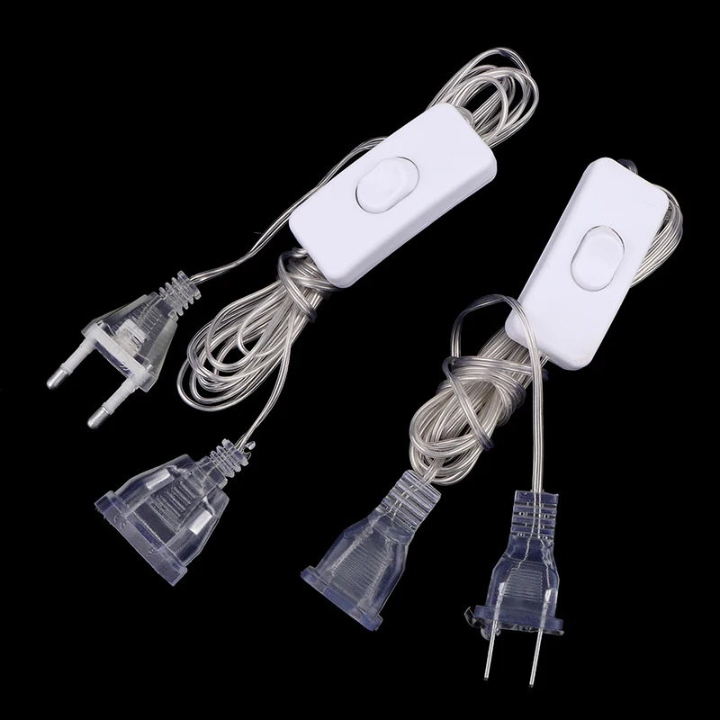 

1Pc 3M Plug Extender Wire With Switch EU/US Plug for LED String Light Wedding Christmas Decor Led Garland Lights