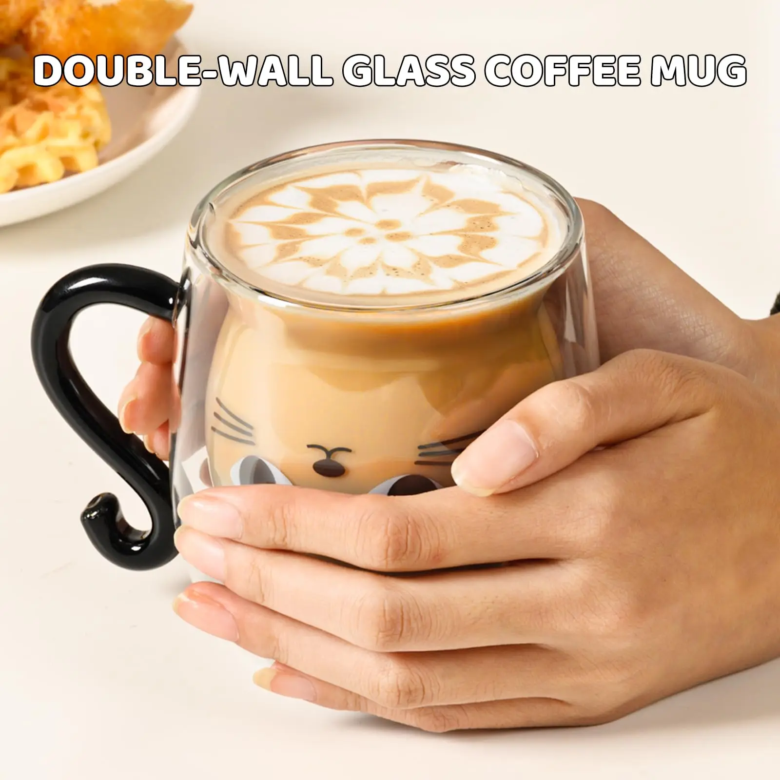 Double-Wall Insulated Cat Glass Mug