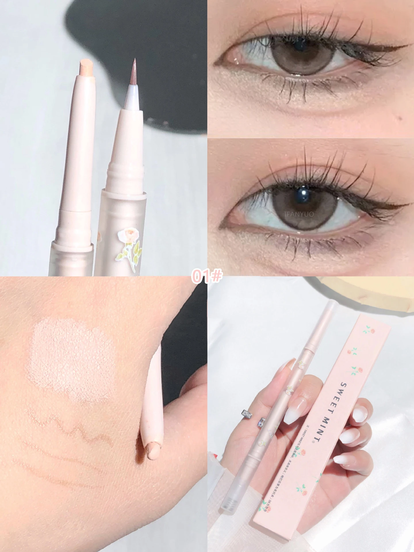 Description Picture 5 of item2In1 Matte Highlighter Lying Silkworm Pen Double Head High Gloss Liquid Eyeliner Glue Smooth Lasting Quick-drying Big Eye Makeup