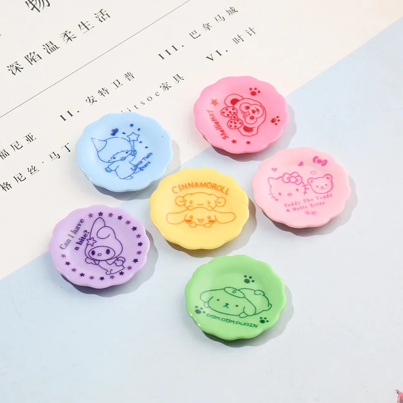 

10Pcs Cute Cartoon Plate Flat back Resin Cabochon Flatbacks Fake Tableware Phone Decoration DIY Scrapbooking Accessories Charms