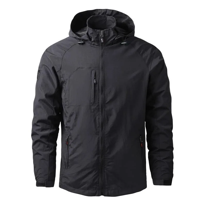 Men Outdoor Hiking Jackets Waterproof Hooded Windbreaker Coat Casual