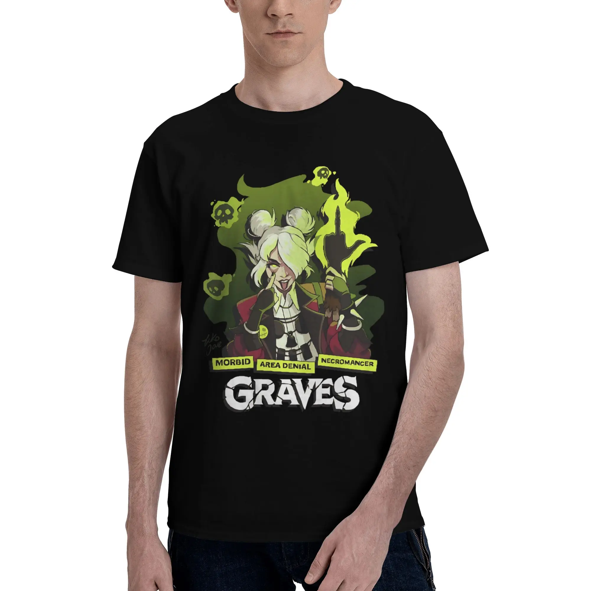 Graves Pixel Art Lustiges T-Shirt aus 100 % Baumwolle, Deadlock Tees Tops für Herren