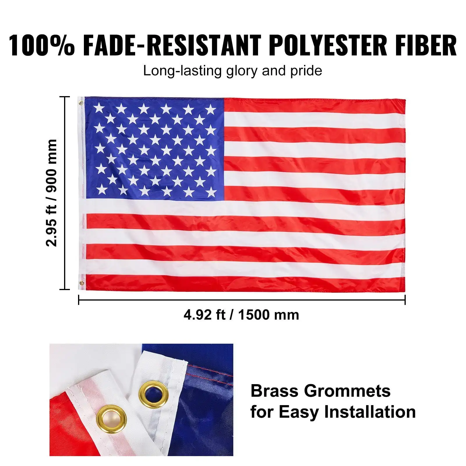 20FT Telescopic Flagpole Kit Heavy Duty Aluminum Flag Pole American Black