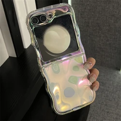 Aurora Colorful Meteorite Pattern Wave Laser Gradient Clear Soft Phone Case for Galaxy ZFlip6 (Transparent)