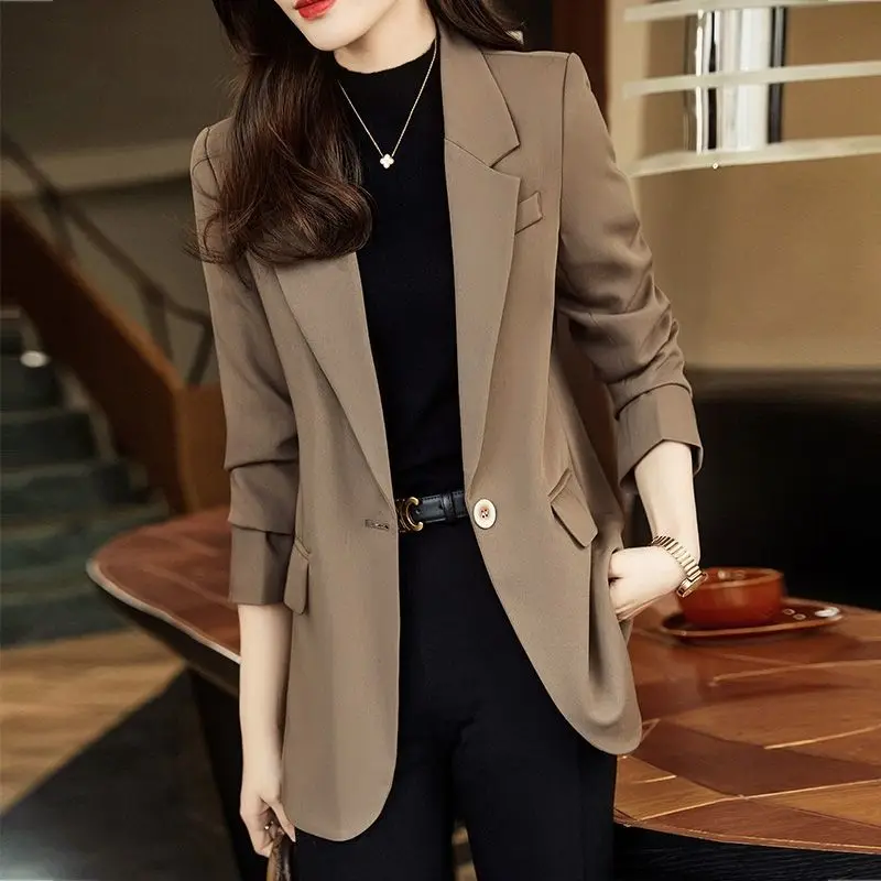 

New Korean Chic Blazer Women Black Suit Long Sleeve Autumn Women's Jacket Office Ladies Coat Slim Blazer Femme Solid Brand