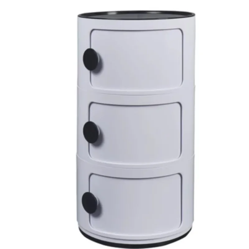PK72: Trendy Round Storage Cabinet, Pink Mini Bedside Table, Space-Saving Organizer, Elegant Bedroom Storage, Gradient Pink Unit