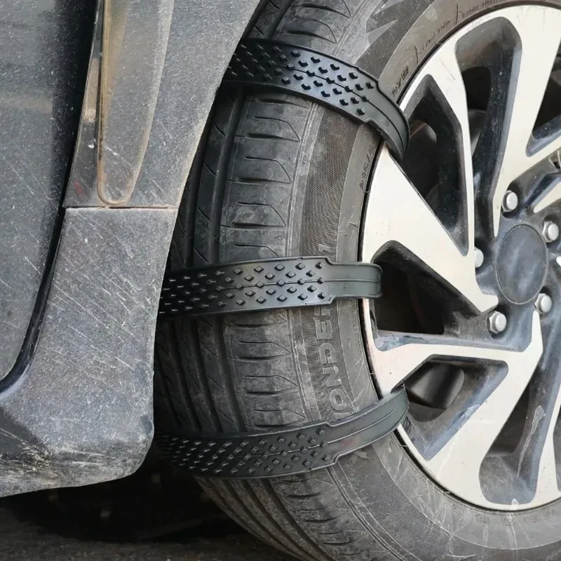 10PCS Car Tire Wide Track Anti-Slip Chains - Thickened Plastic Winter Wheel Traction, Emergency Anti-Skid Tool for Vehicles