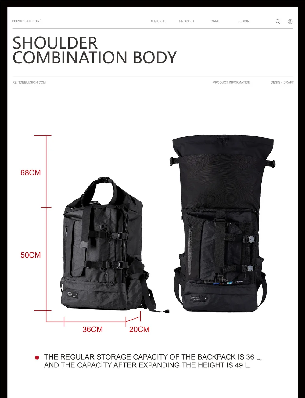 Reindee Lusion 24ss FP01 Multifunctional backpack combined materials xpac cd hard shell techwear accessories edc carrier