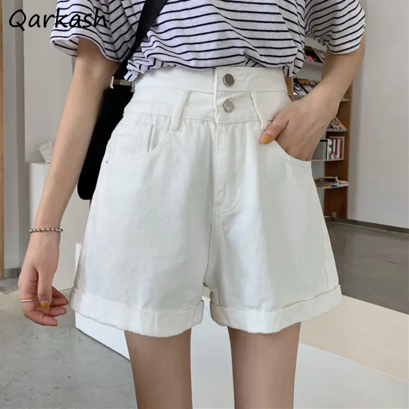 

Denim Shorts Women Korean Style Vintage Summer High Waist Simple All-match Female Streetwear Aesthetic Mujer Casual Daily New