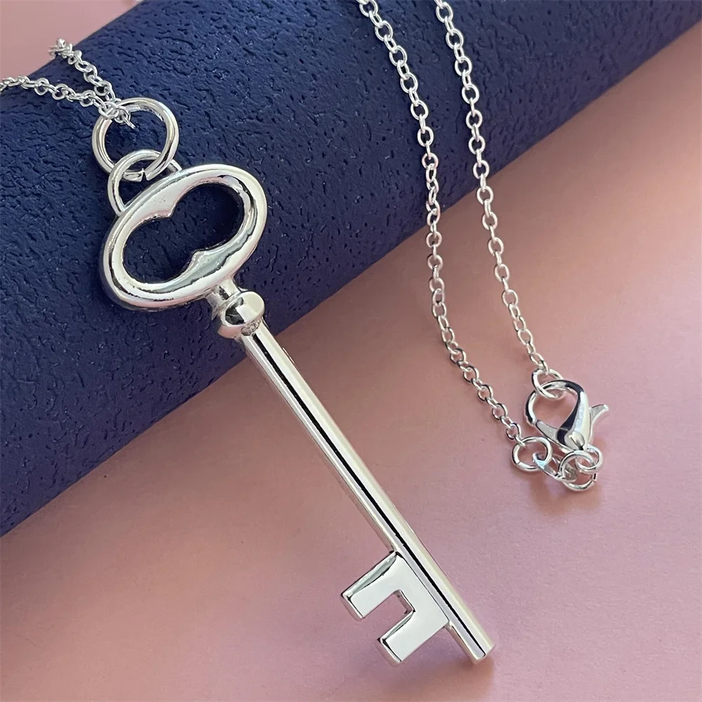 925 Silver Necklace Oval Ring Key Pendant Suitable For Men And Women To Wear Daily pendant necklace silver necklace silver pendant
