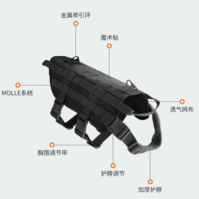 Bulletproof Tactical Vest for Large Dogs Military K9 Training Harness Outdoor Patrol Dog Gear Adjustable Combat Vest