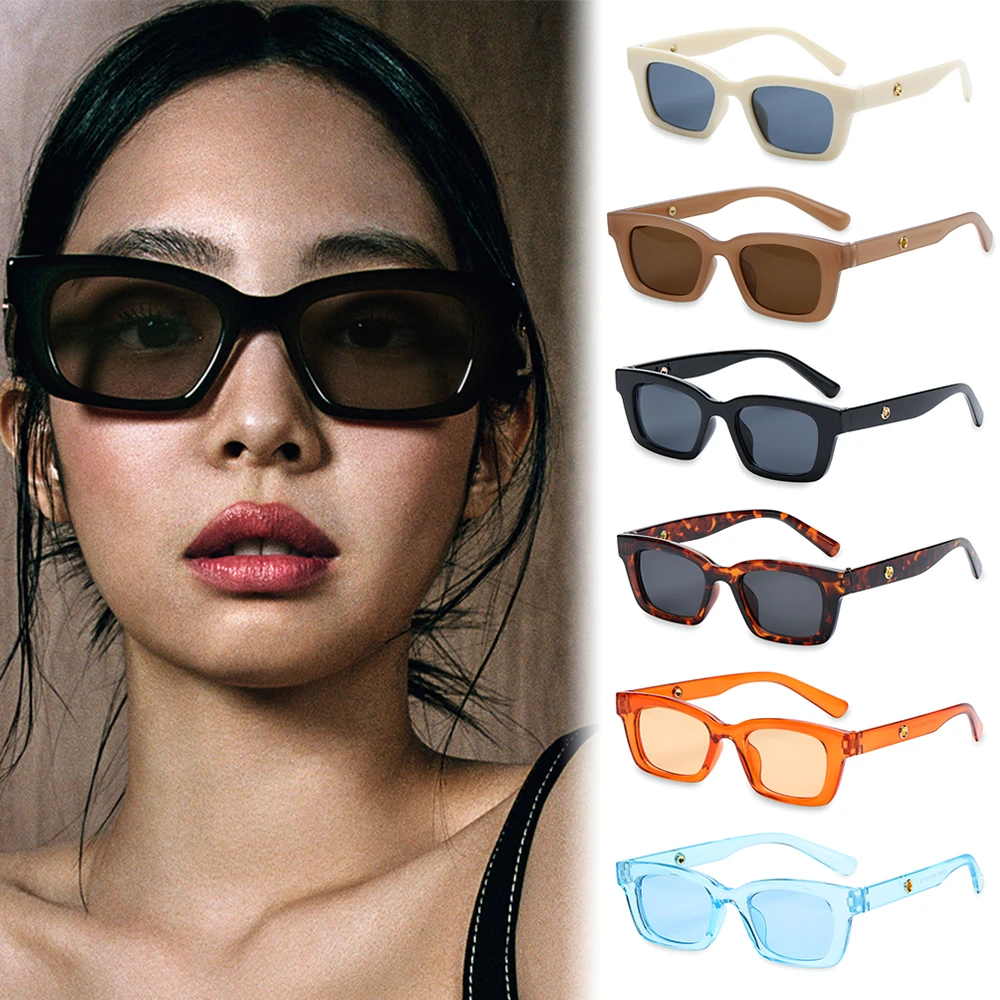 Gafas de sol rectangulares con montura cuadrada, lentes Retro conductor, protección UV400, Estilo Vintage a la moda, novedad de 2022| | - AliExpress