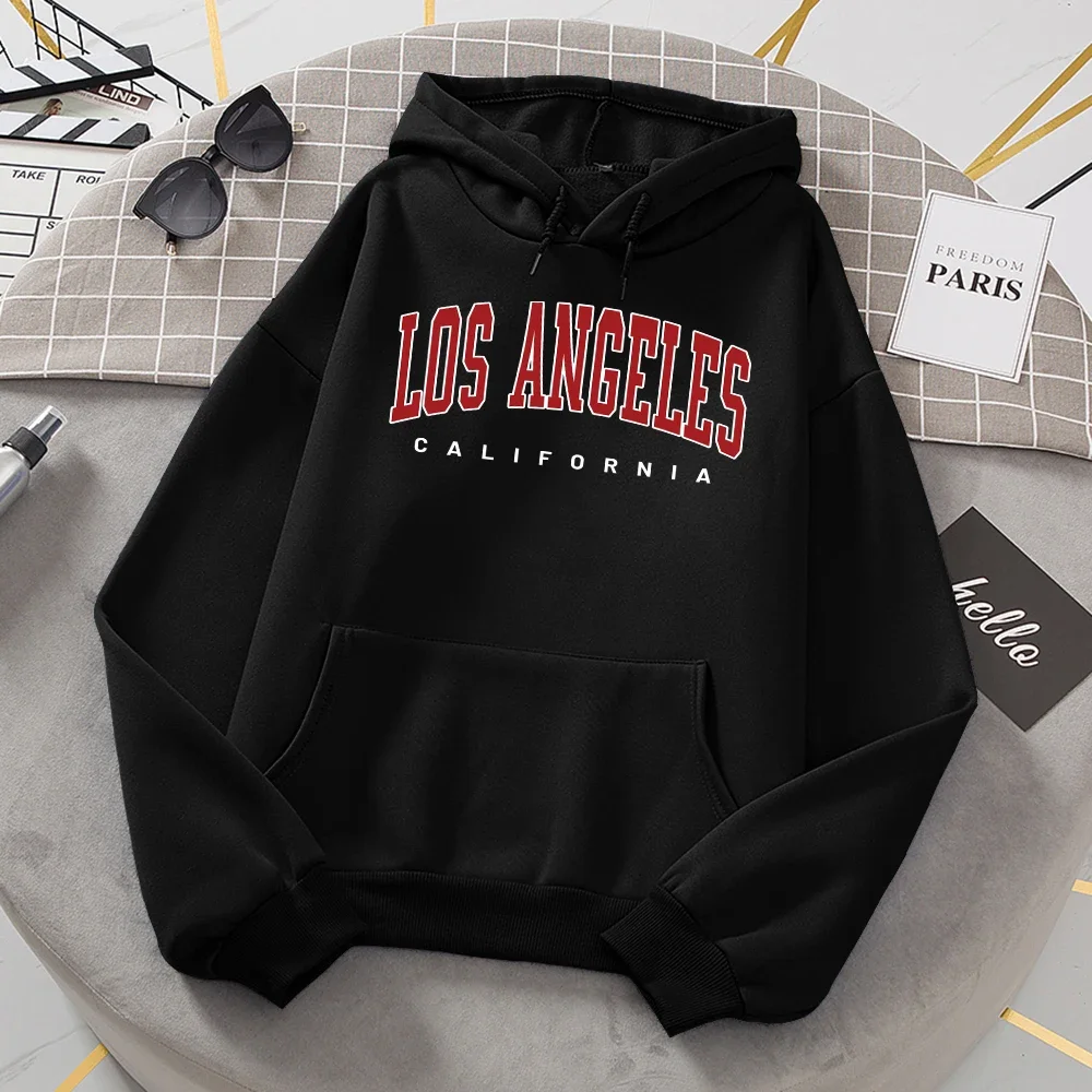 

Худи Los Angeles California, женская модная новинка, Повседневная Базовая Универсальная толстовка с капюшоном, теплая удобная флисовая детская одежда