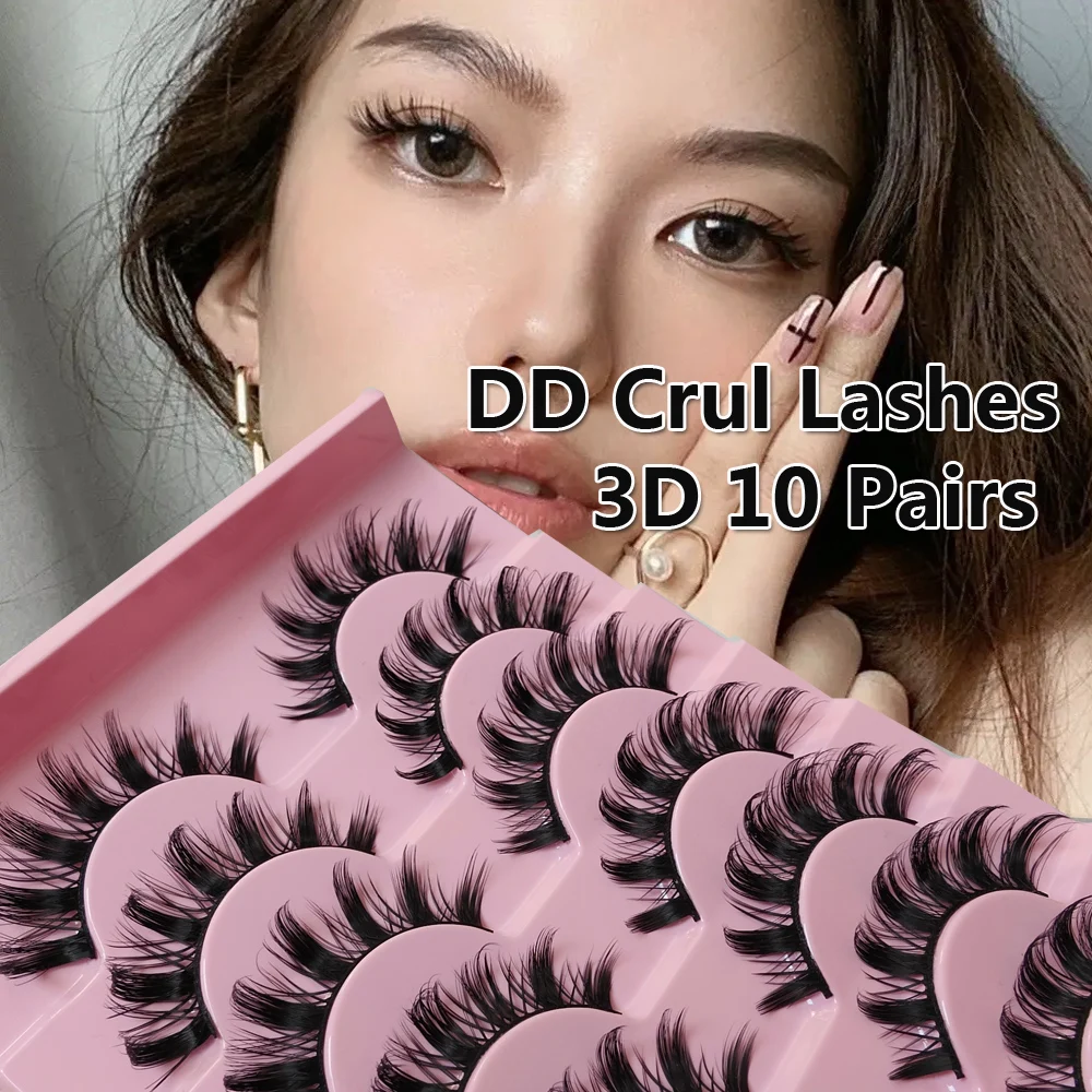 

10 Pairs DD Curl 3D Fluffy False Eyelashes Natural Mink Eye Lashes Dramatic Look Wispy Fake Eyelash Extension Reusable Soft