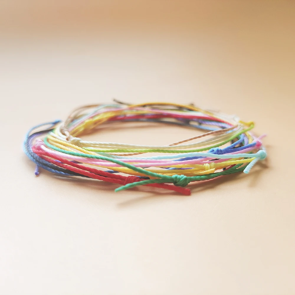 5/30 шт. 0,8 мм бразильский восковой шнур скользящие узлы дружба браслет Радуга Регулируемый Sufer водонепроницаемый минималистичный браслет