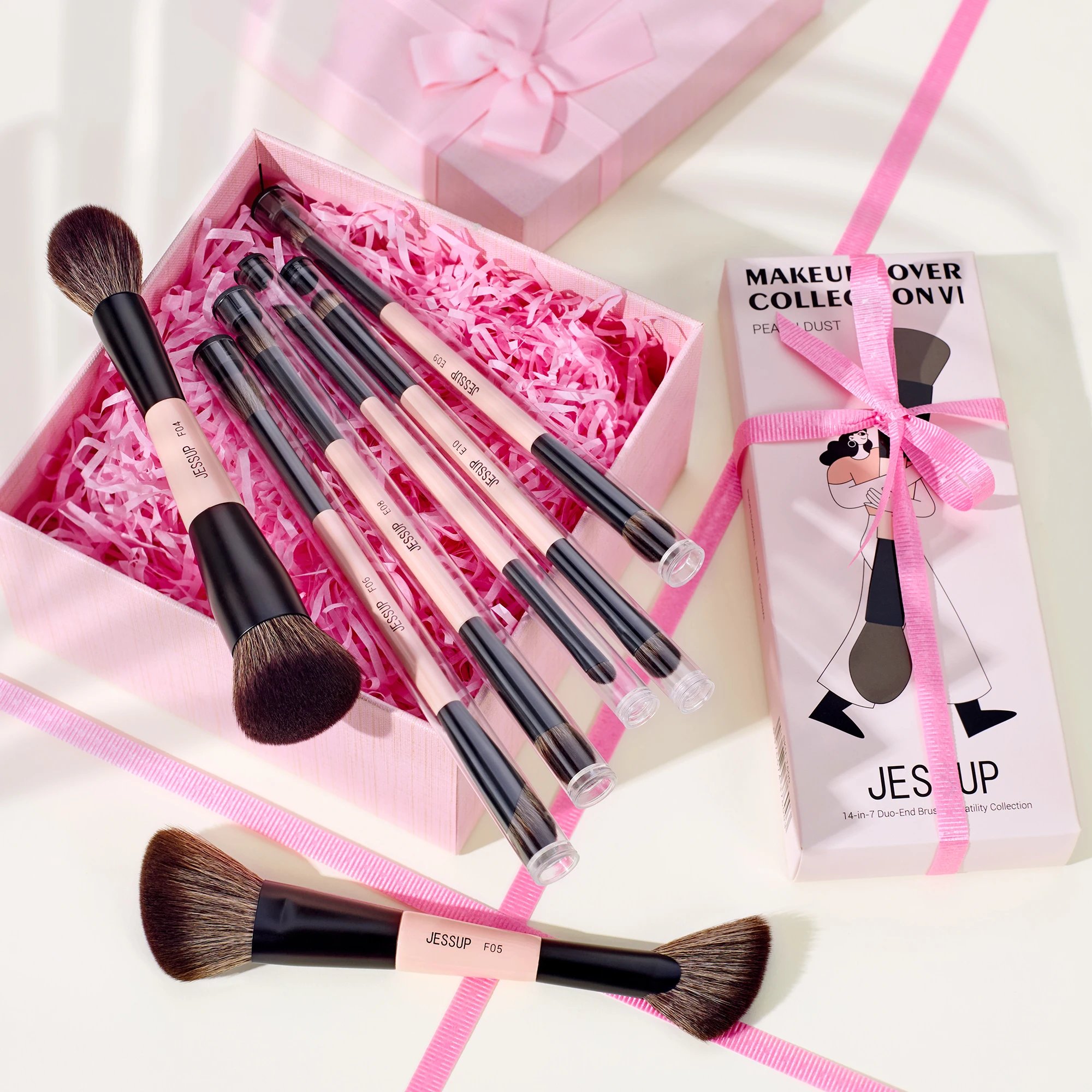 Jessup Makeup Brushes Set, 3/5/7pcs Double Sided Makeup Brush