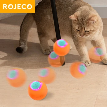 ROJECO 스마트 반려동물 장난감, 고양이 바운싱 볼, 자동 롤링 볼, 인터랙티브 트레이닝, 자가 이동 전기 장난감, 반려동물 액세서리
