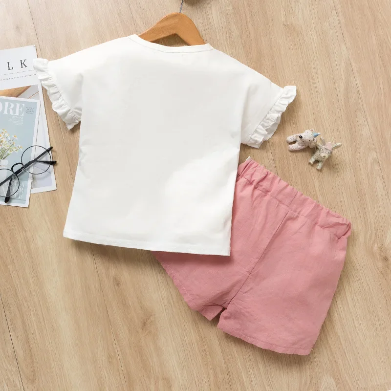 Girls Clothing Sets New Summer Cotton Vest Two-piece Kid Clothes Set Cartoon Children Clothing Toddler Girl Tops+Shorts kids clothing set girls clothing set