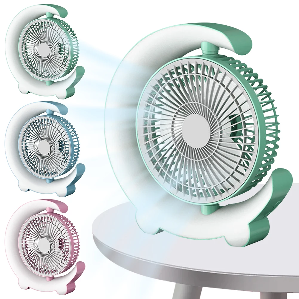 USB Desk Fan 3 Speeds with Colorful Light Portable Table Fan 360 Degree Rotatable Quiet for Home Office Bedroom Dorm Summer Gift