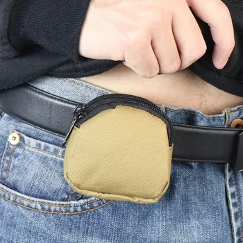 Portamonete in nylon con doppia cerniera Portamonete tattico da uomo Molle Marsupio leggero da esterno con porta carte di credito per chiavi