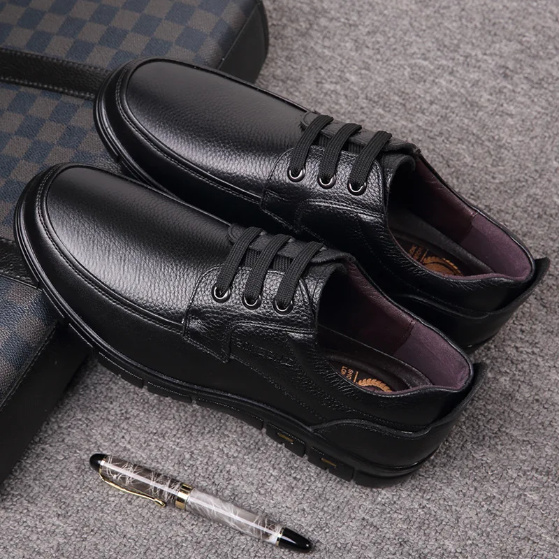 Handmade Leisure Men Shoes New Trendy Minimalist Work Shoes With Lace Up Middle-Aged Dad Formal Casual Business Leather Shoes 5
