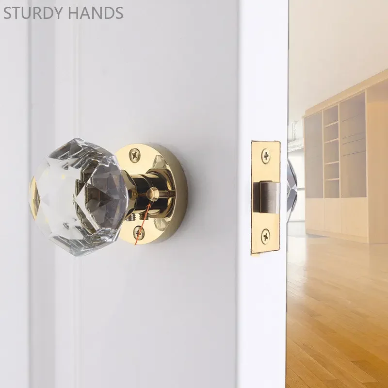 crystal glass globe handle lock mute door 04