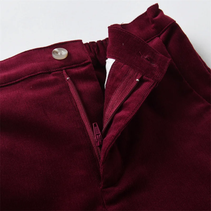 Clibeso Baby Boy Autumn Pant Kids Vintage Wine Red Pants Children Casual Outdoor Clothing Bottom