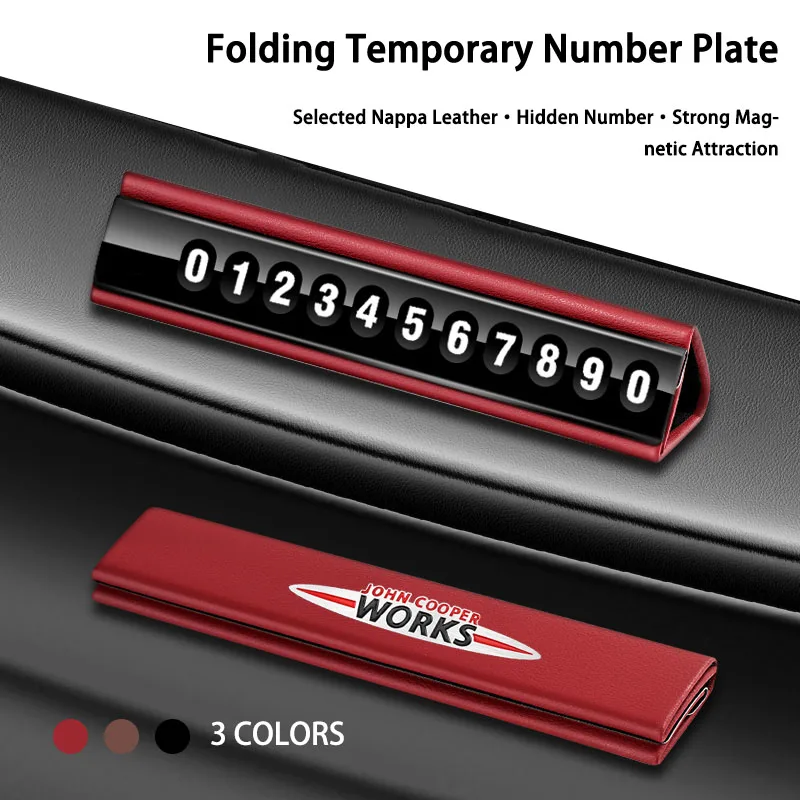 

New Leather Mobile Phone Temporary Parking Number Plate For Coopers All4 Fender R56 R53 F56 Jonh R55 R50 R60 Accessories 2024